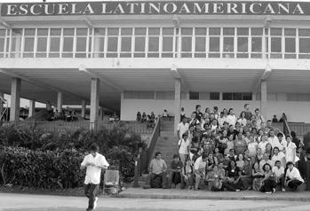 356 section E:3 52 Health activists before the Latin American University in Havana (David Legge) America are well represented among the students, half of whom are women.