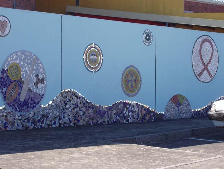 Mosaics on the outer wall of the