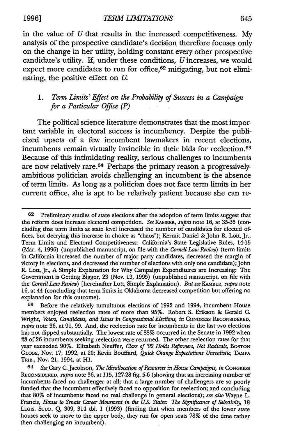 1996] TERM LIMITATIONS in the value of U that results in the increased competitiveness.