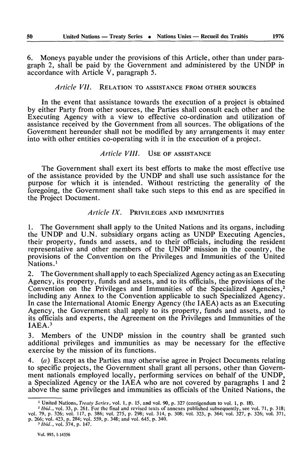 50 United Nations Treaty Series Nations Unies Recueil des Traités 1976 6.