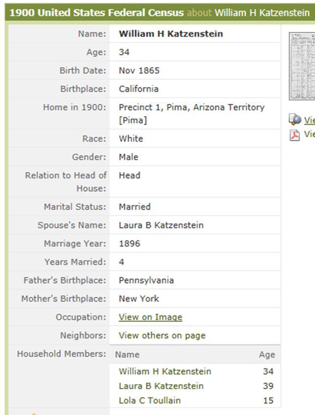1900 Census: 1899