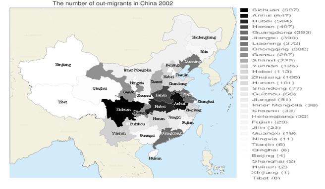 Figure 3: The total out migration in China 2002 Table 1: Hukou value Education is fundamental to economic development.
