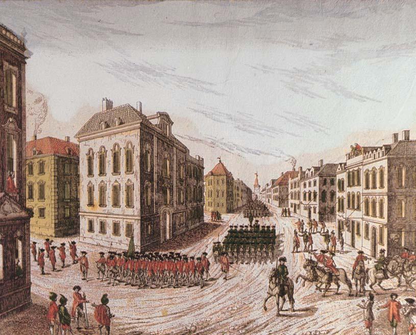 208 CH. 5 The American Revolution, 1763 1783 SECURING INDEPENDENCE Triumphant Entry of the Royal Troops into New York, an engraving showing the army of Sir William Howe occupying the city in 1776.