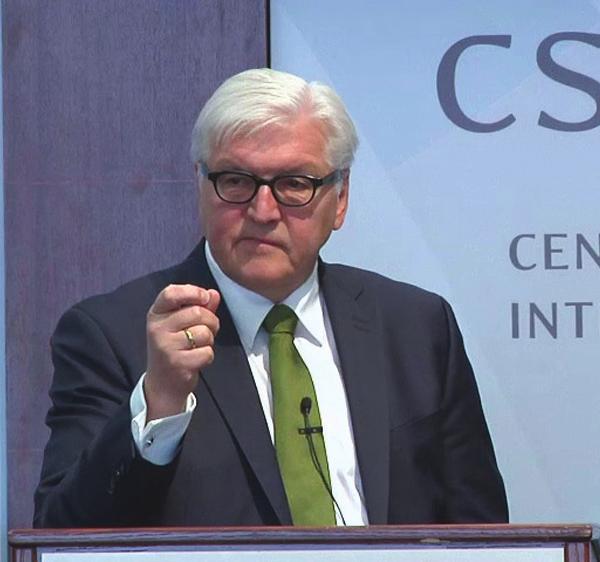 Steinmeier Takes On The U.S. War Party by William Jones March 13 German Foreign Minister Frank-Walter Steinmeier, speaking at a Statesmen s Forum event at the Center for Strategic and International