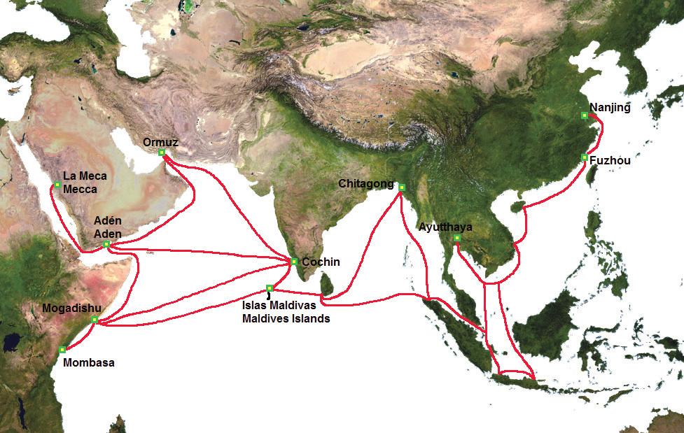 FIGURE 1 The Journeys of Zheng He 1405-1433 ing a new Panama canal in Nicaragua, to allow huge tankers which cannot pass through the current Panama Canal, to travel between China, and Brazil and