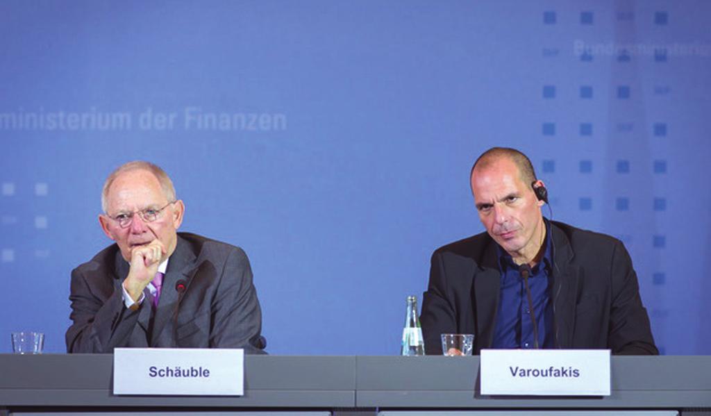 German Ministry of Finance/Jörg Rüger Daggers drawn: Germany Finance Minister Wolfgang Schäuble and Greek Finance Minister Yanis Varoufakis at the German Finance Ministry in Berlin on Feb. 5.