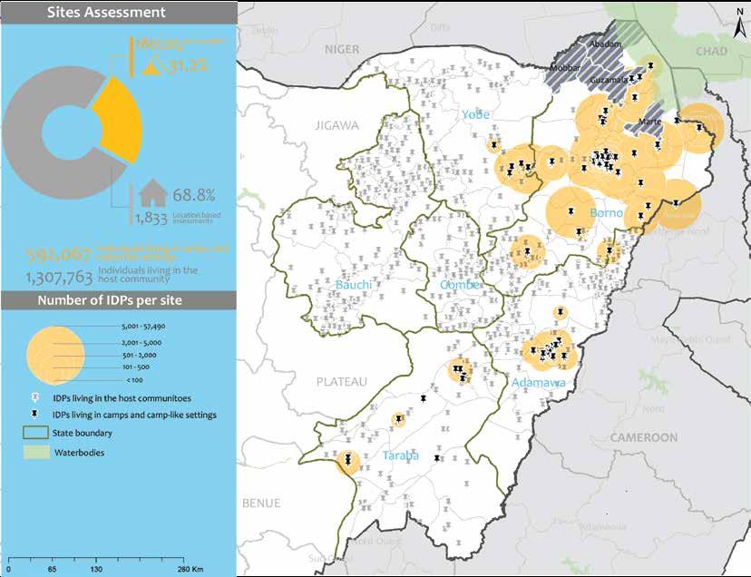 14 Map 6: Site assessment In total, 1,833 locations were assessed in host communities: