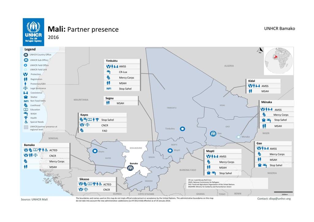 Wrking in partnership UNHCR Operatinal Update- December 2016-Mali On 30 December, the Representative f UNHCR in Mali, Ms.