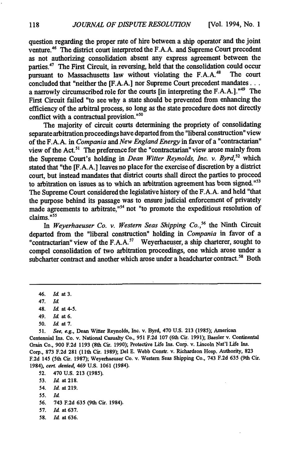 Journal of Dispute Resolution, Vol. 1994, Iss. 1 [1994], Art. 11 JOURNAL OF DISPUTE RESOLUTION [Vol. 1994, No.