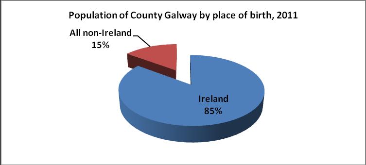 9% were non-irish nationals; this is an increase of 0.8 percentage points since 2006. 9.3% belong to ethnic groups with roots in other countries (13.5% nationally). 1.