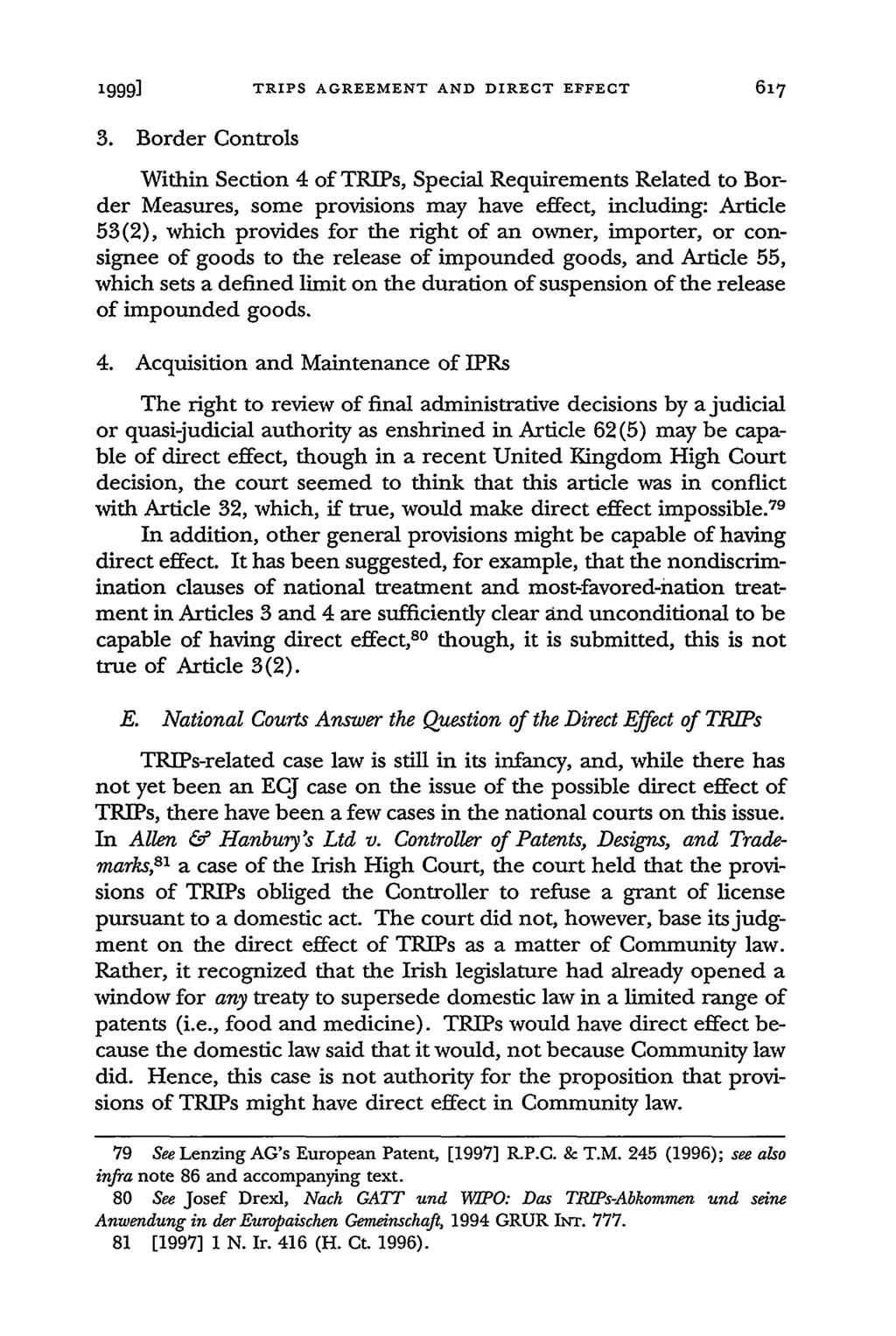 1999] TRIPS AGREEMENT AND DIRECT EFFECT 3.