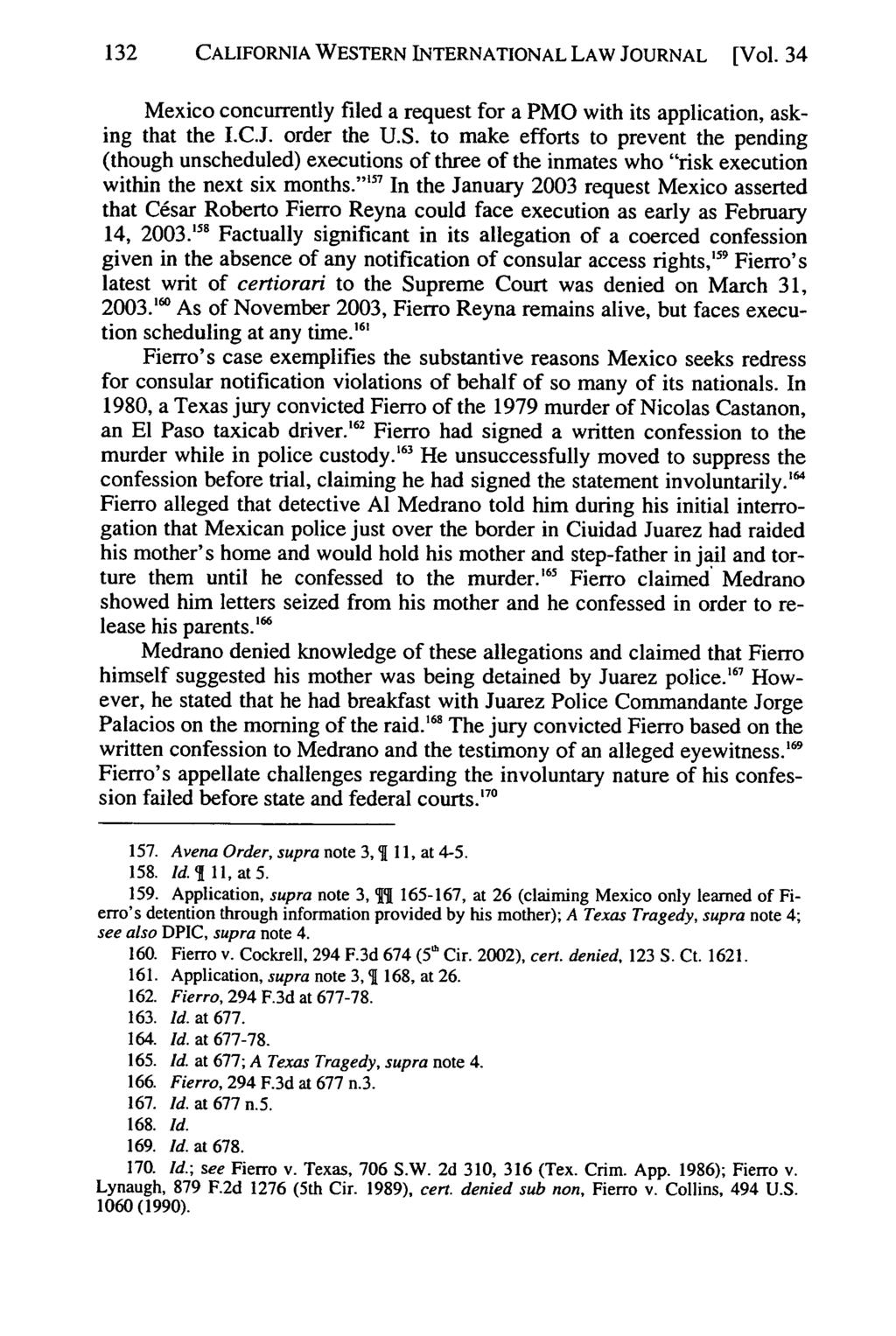 132 California CALIFORNIA Western International WESTERN Law INTERNATIONAL Journal, Vol. 34 LAW [2003], JOURNAL No. 1, Art. [Vol.