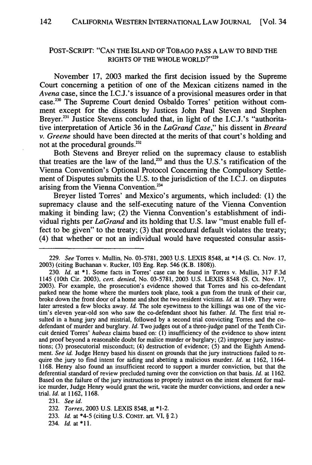 142 California Western International Law Journal, Vol. 34 [2003], No. 1, Art. 6 CALIFORNIA WESTERN INTERNATIONAL LAW JOURNAL [Vol.
