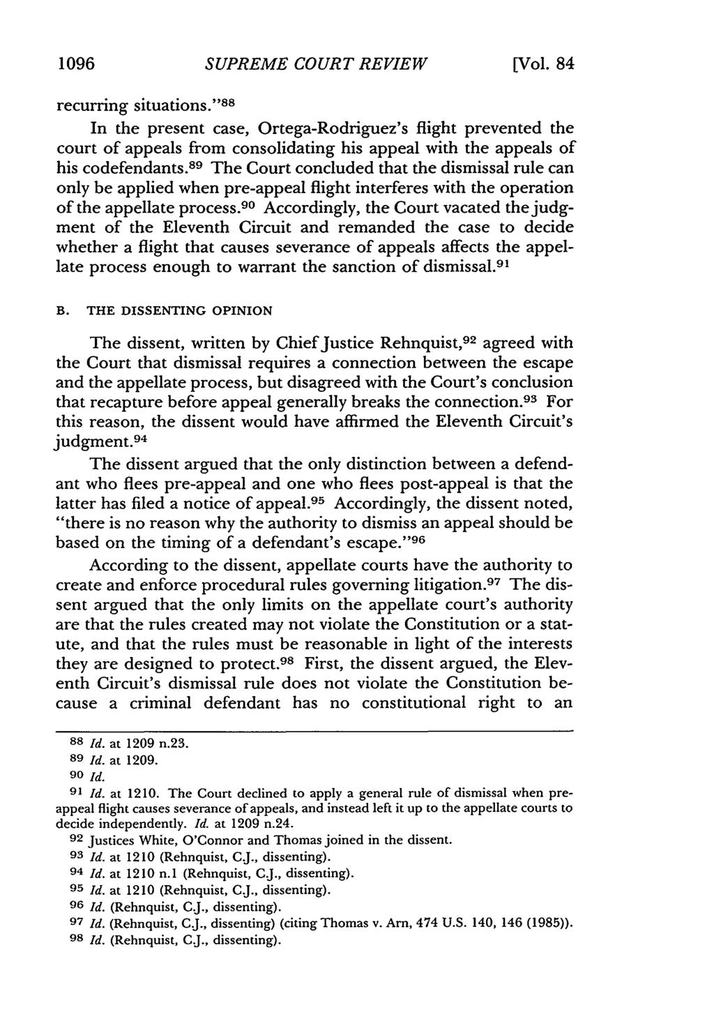1096 SUPREME COURT REVIEW [Vol. 84 recurring situations.