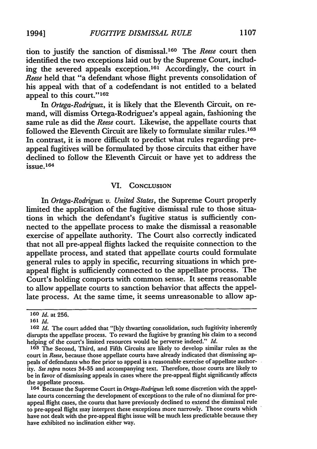 1994] FUGITIVE DISMISSAL RULE 1107 tion to justify the sanction of dismissal.