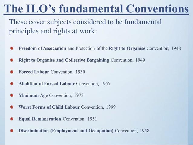 INTERNATIONAL/INDIA AND WORLD INTERNATIONAL LABOUR ORGANISATION The ILO is a United Nations agency dealing with labour issues, particularly international labour standards, social protection, and work