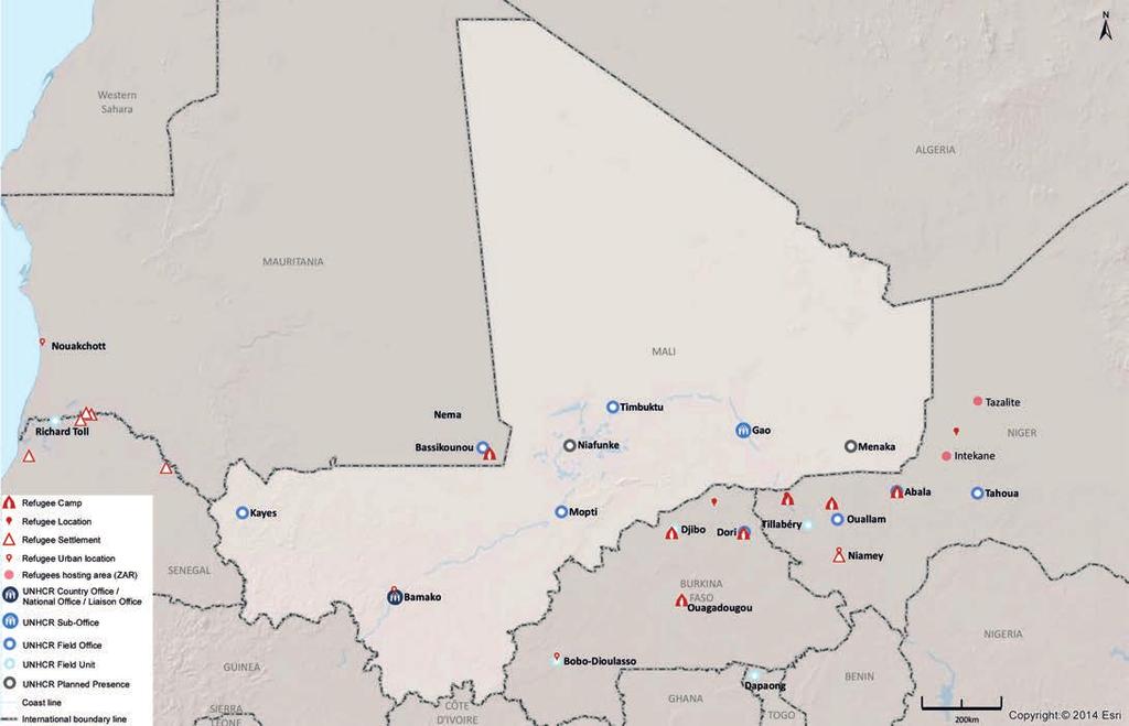 MALI GLOBAL APPEAL 2015 UPDATE Planned presence Number of offices 5 Total personnel 161 International staff 41 National staff 120 2015 plan at a glance* 156,500 People of concern (PoC) USD 67.