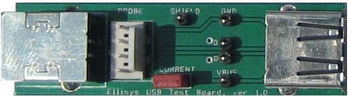 The USB Test Board provides a direct connection, through jumpers, from the A connector to the B connector.