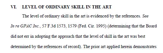 Identify the Level of Ordinary Skill in the Art (where relevant) Source: