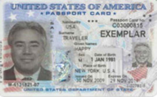 U.S. Passport Card Allows entry from Canada, Mexico, the Caribbean, and Bermuda at land border