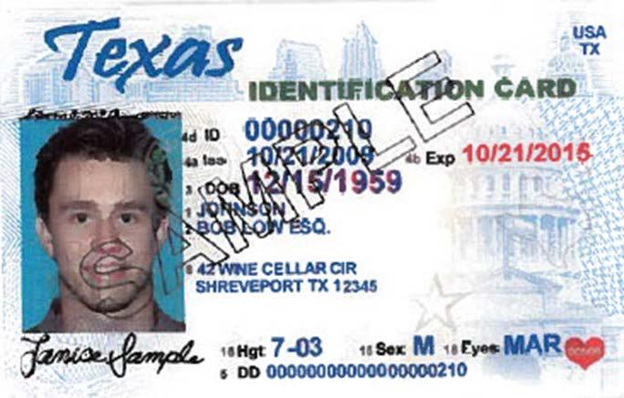 Texas Personal Identification Card Photograph: Texas law requires the ID to have a photograph of the voter. Expiration Date: Per 63.0101 must be valid, or expired within 60 days.