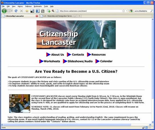 About Citizenship Lancaster >Classes meet every Monday night, at 6:30pm >Classes run 4 months then repeats >If you attend the class for 4