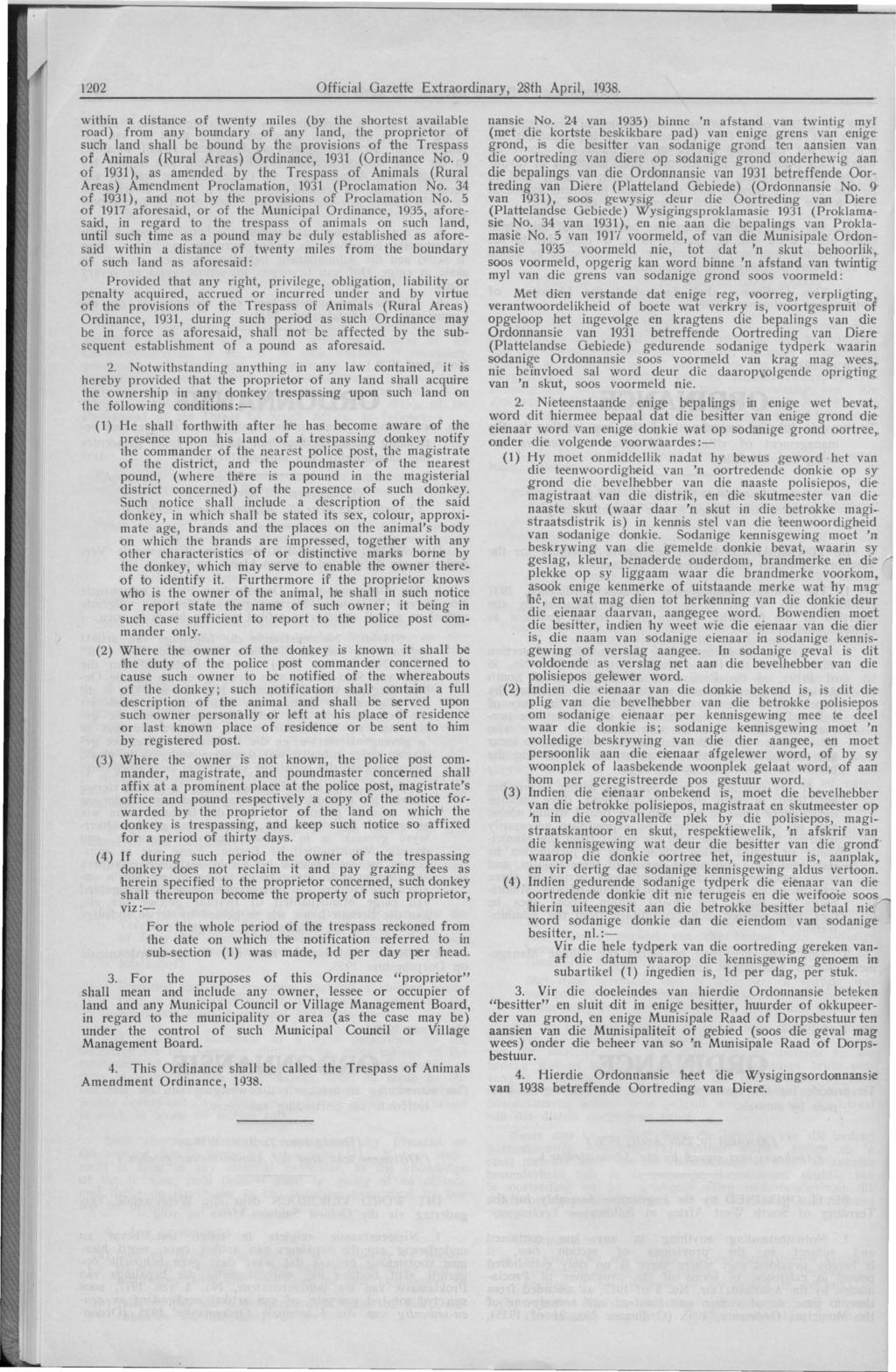 1202 Offidal Gazette Extraordinary, 28th April, 1938.