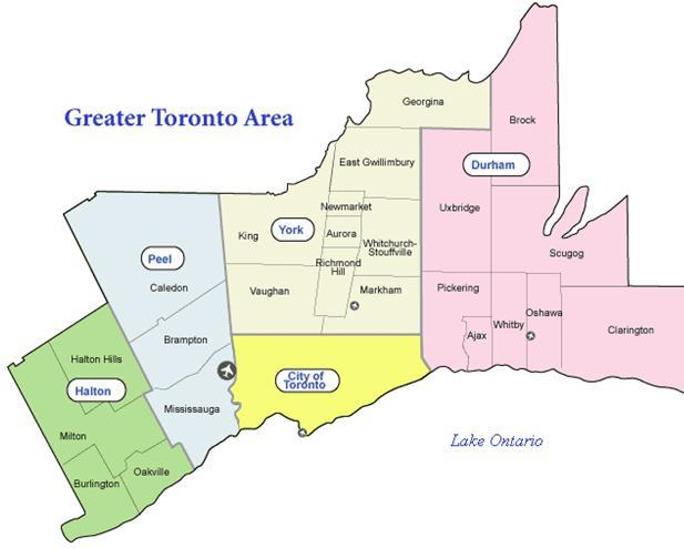 Figure 1.2: Research site-greater Toronto Area (GTA) (Source: www.toronto.ca) 1.3.