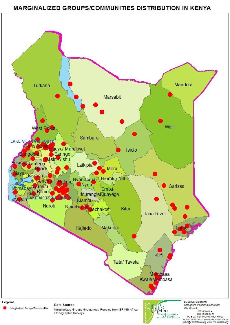 Figure 8: Spatial distribution of vulnerable and marginalized groups in Kenya