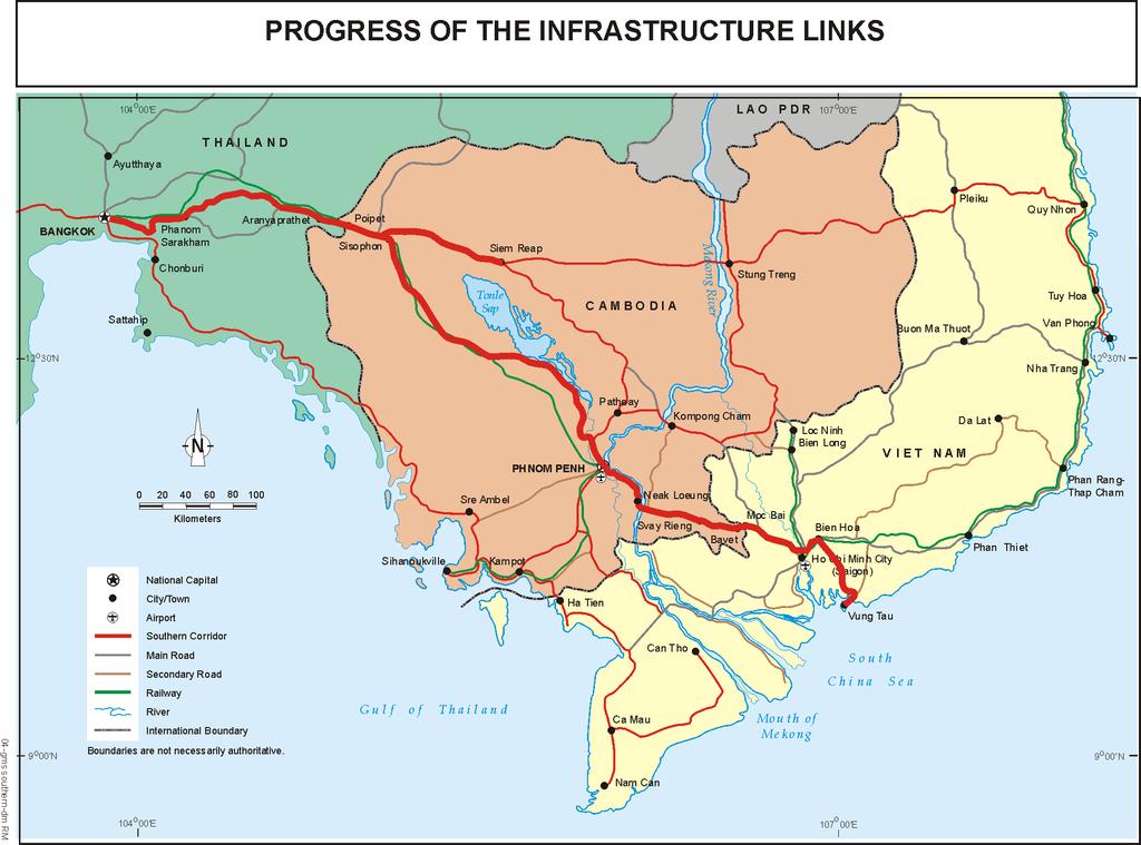 Mostly 4-lane highways; not a constraint to crossborder traffic. Upgrading completed ADB and Japan assistance.