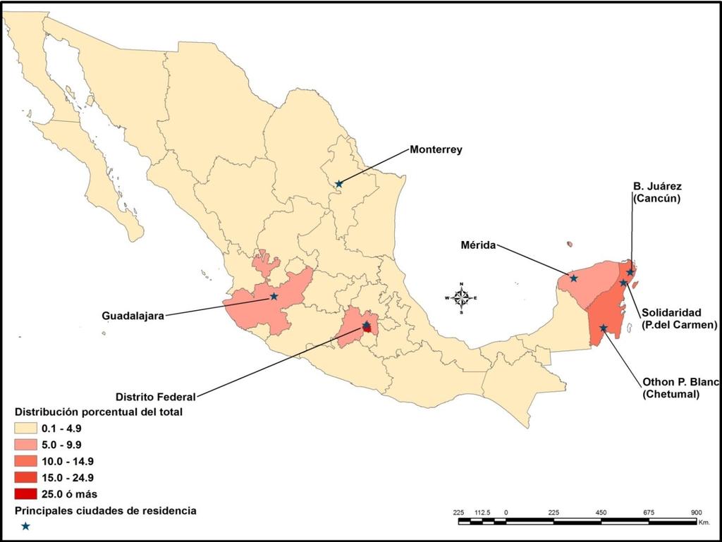 CUBANS IN MEXICO Geographical Distribution of Persons Born in Cuba in Mexico, Census 2010 High concentration in Mexico City (29%).