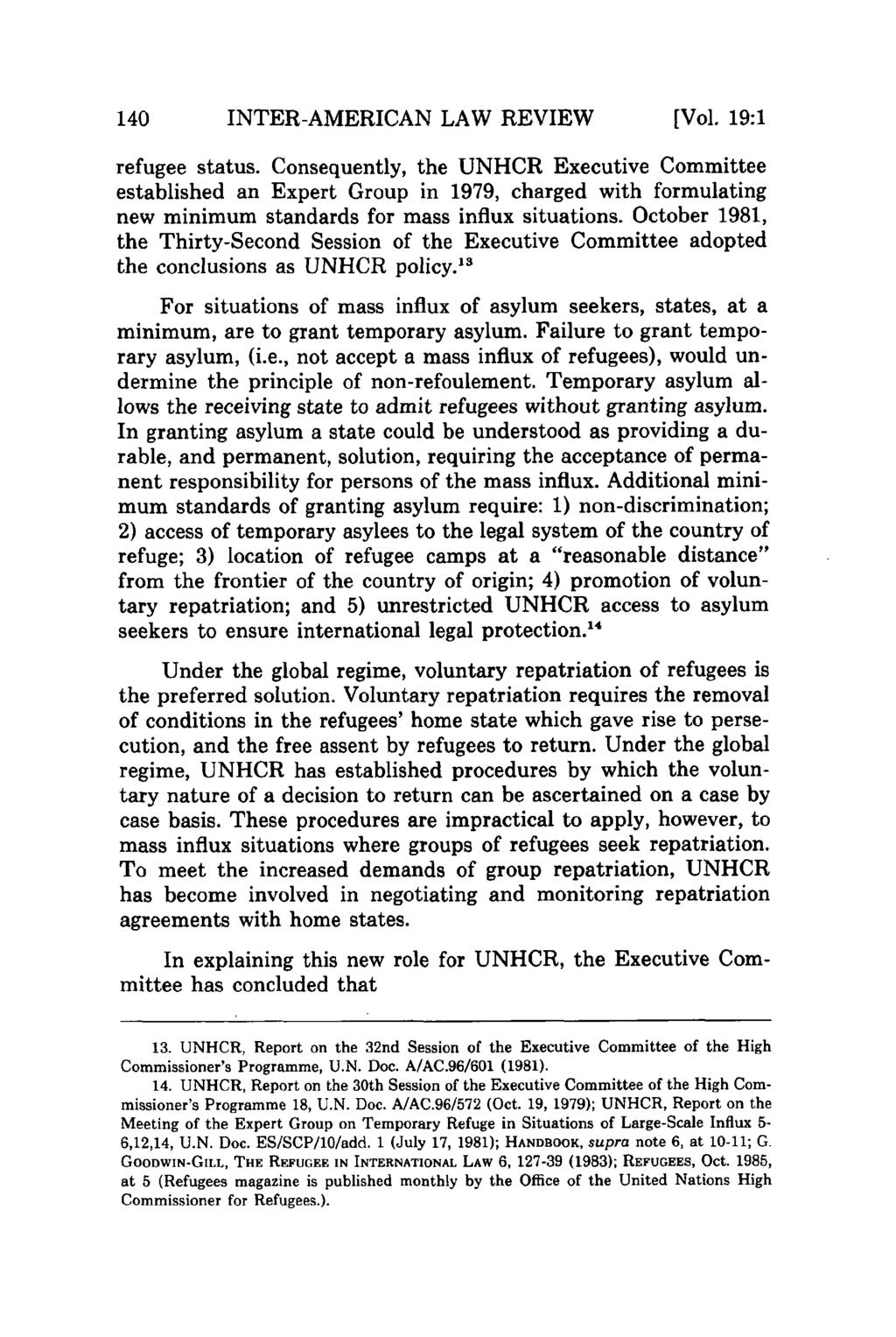 INTER-AMERICAN LAW REVIEW [Vol. 19:1 refugee status.