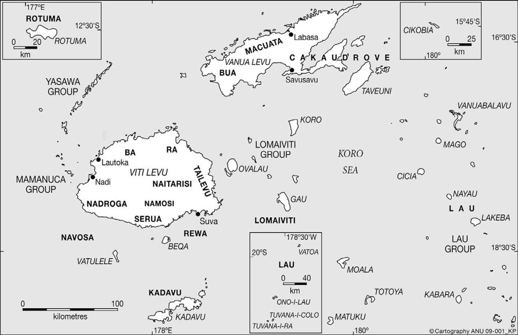 Maps Map 1: The provinces of Fiji Source: CartoGIS Services,