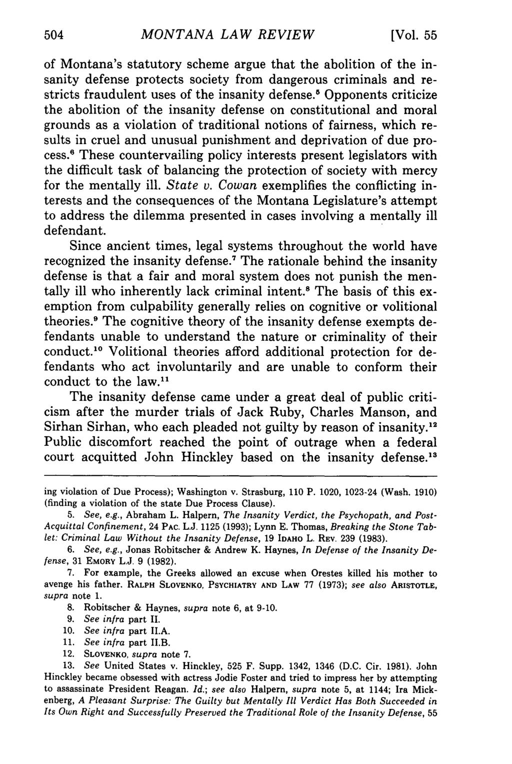 Montana MONTANA Law Review, LAW Vol. REVIEW 55 [1994], Iss. 2, Art. 12 [Vol.