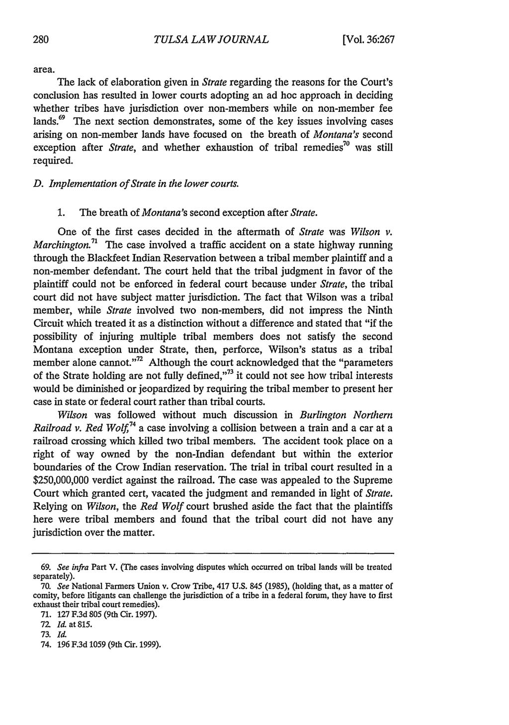 Tulsa Law Review, Vol. 36 [2000], Iss. 2, Art. 2 TULSA LAW JOURNAL [Vol. 36:267 area.