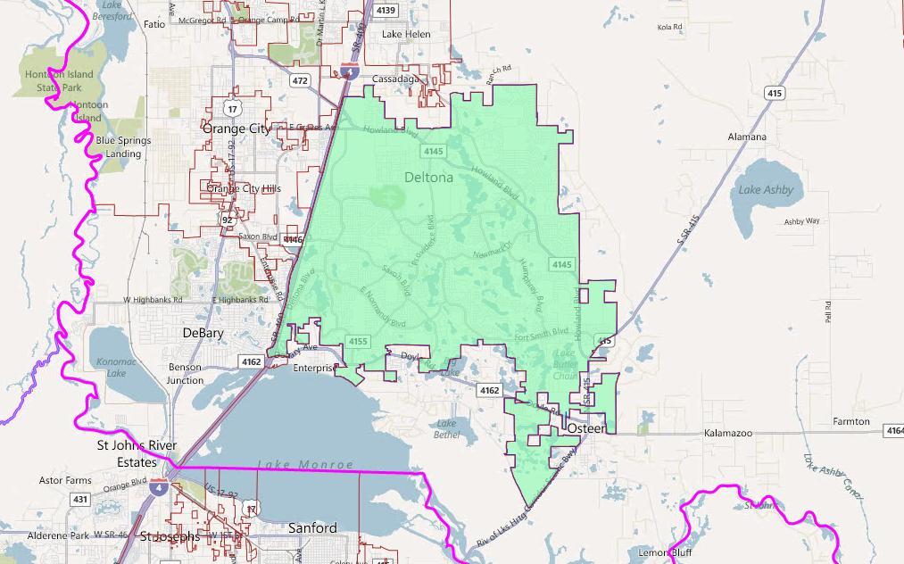 NE/NC-10: Keep the City of Deltona Whole Description: Currently the City of Deltona in Volusia County is divided into 4 State House districts, 2 State Senate districts, and 2 Congressional districts.