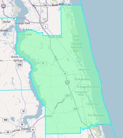 NE/NC-7: Keep St. Johns County Whole, and When that is Not Possible, Link St. Johns and Flagler Counties Description: Keep St.