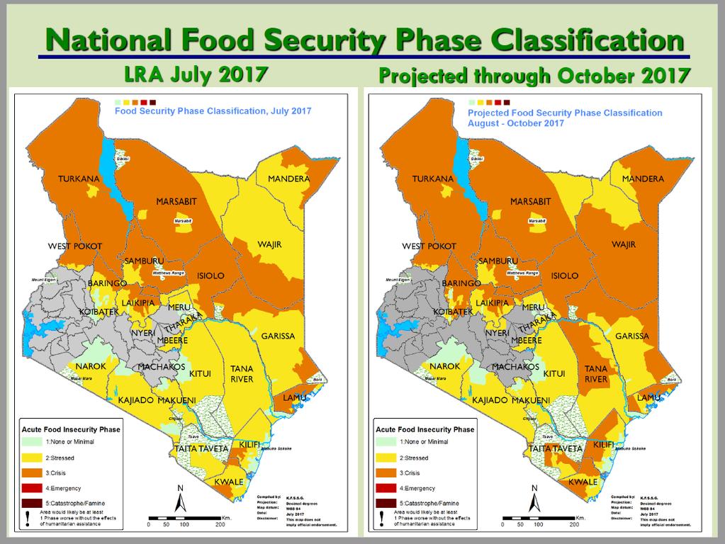 Situation Overview & Humanitarian Needs Results of the recently concluded Long Rains food and nutrition security assessment (LRA) shows that approximately 3.
