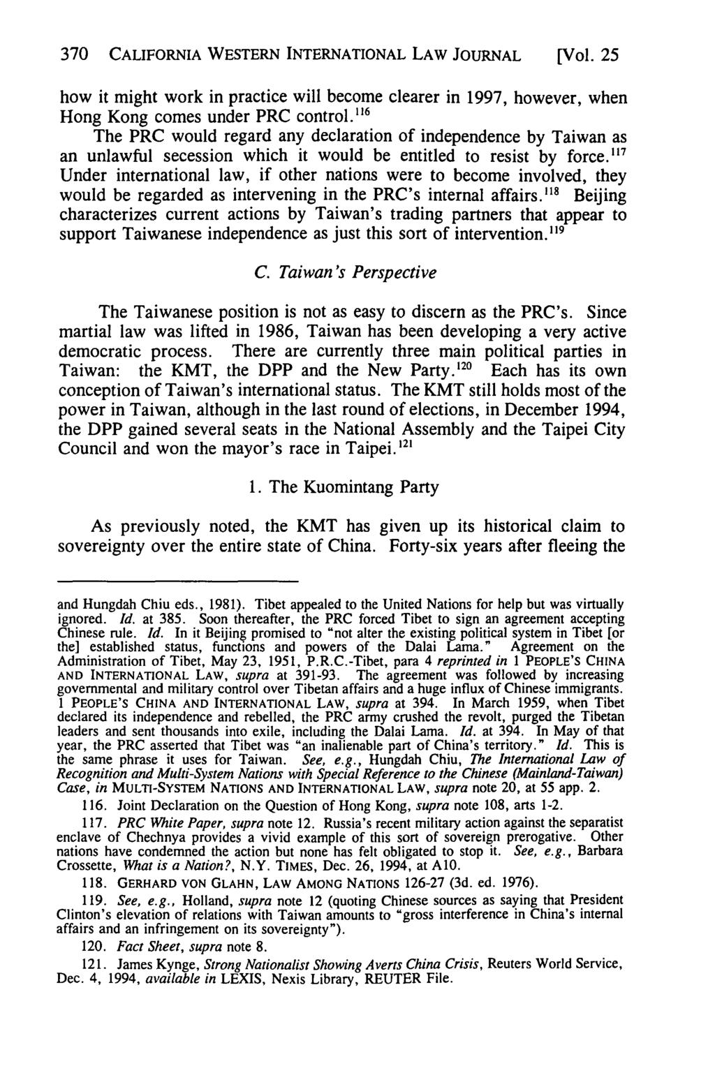 California Western International Law Journal, Vol. 25 [1994], No. 2, Art. 4 370 CALIFORNIA WESTERN INTERNATIONAL LAW JOURNAL [Vol.
