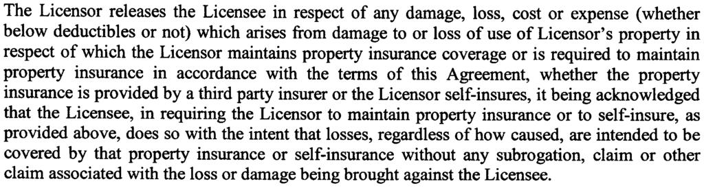 12. 13. Page 16 subrogation, claim or other claim associated with the loss or damage being brought againsthe Licensor.