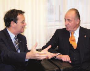 King Juan Carlos I of Spain (right) meets OSCE Secretary General Marc Perrin de Brichambaut (left), in Vienna on 21 November. The King took part in the inauguration ceremony of the new premises.