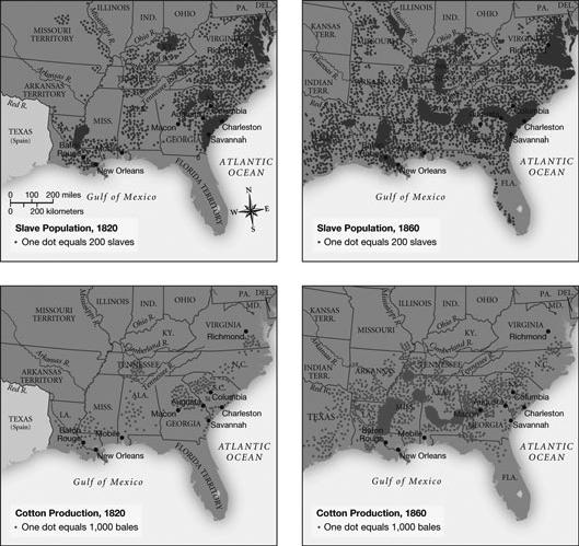 Name: This question refers to the maps below. Map of Slave Populations in 1820 and 1860 Nancy A. Hewitt and Steven F. Lawson, Exploring American Histories, Bedford/St. Martin's, p. 298.