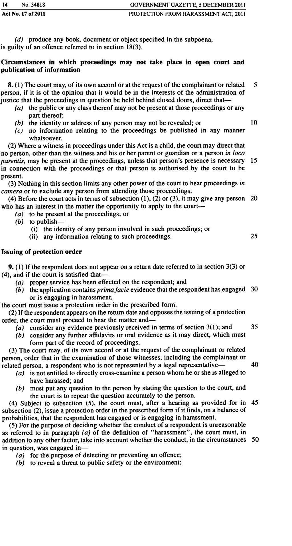 14 No. 34818 GOVERNMENT GAZETTE, 5 DECEMBER 2011 Act No.