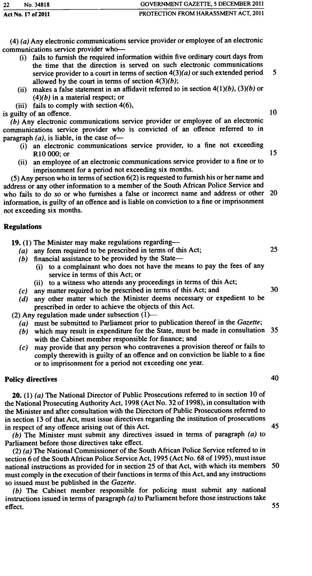 22 No. 34818 GOVERNMENT GAZETIE, 5 DECEMBER 2011 Act No.