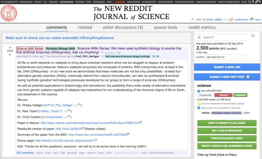 Users then submit comments to the post asking their questions, which the original poster answers as