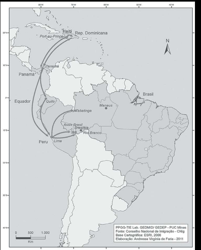17. SJR LAC 2011 opc. cit.»» HAITIAN MIGRATION ROUTES As documented in the SJR LAC 17 study, several routes are used to transport human trafficking victims from Haiti to Brazil.