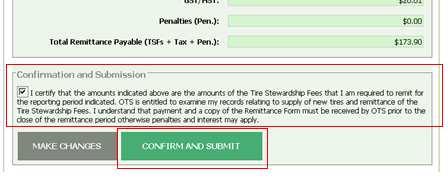 TSF Online Remittance; Completing the Form 7) Review all data and read the Confirmation of Submission Statement 8) Click the certification box