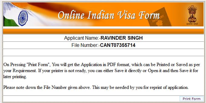 Please click to take print out of the filled application form.