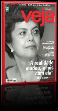 The picture in Time is an oil painting; a contemporary equivalent is a black and white photograph. At last, Hitler bears the symbol of his party in his arm, and Veja placed Dilma s in her necklace.