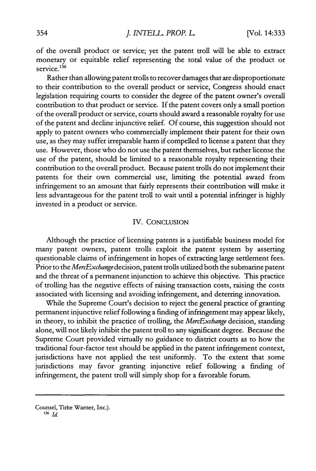Journal of Intellectual Property Law, Vol. 14, Iss. 2 [2007], Art. 5 J. INTELL PROP. L[ [Vol.